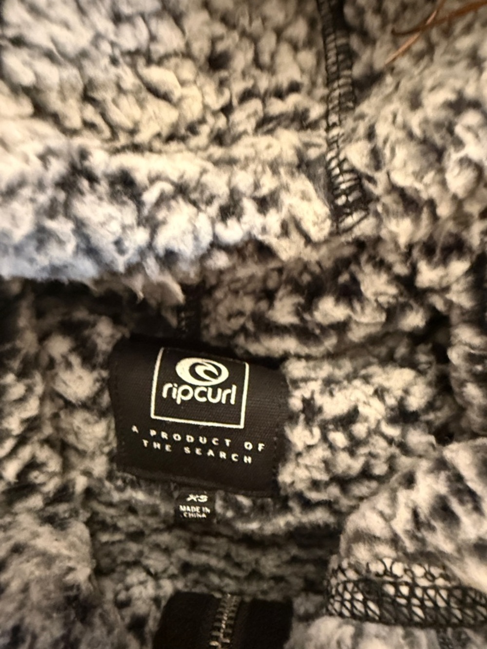 Rip Curl Plush Sherpa Hooded Jacket - Gray - Picture 3 of 5